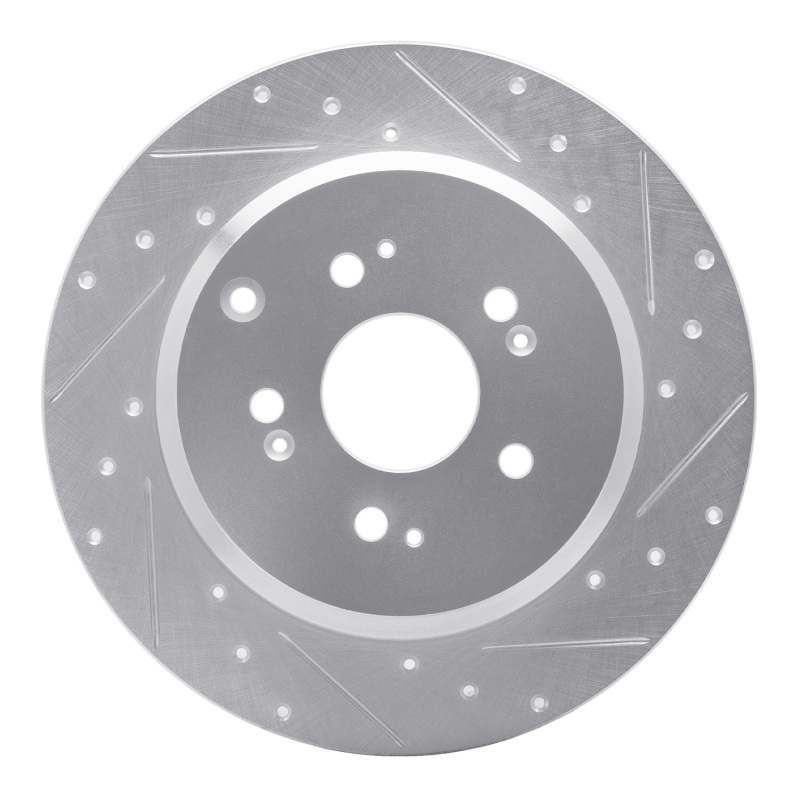 Acura ZDX Brake Rotor (1) - Rear Right - R1 Concepts - Drilled & Slotted - Silver - `07-`17